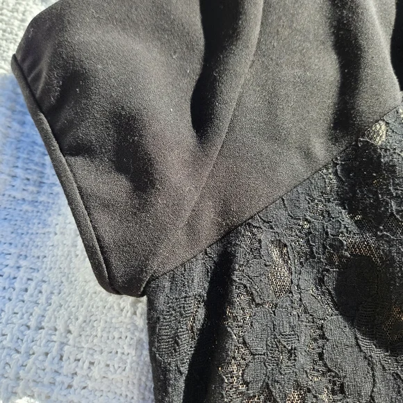 Bcbgmaxazria Dress Women's Black Size Medium Lace Back Ruched Waist BCBG - Picture 11 of 16